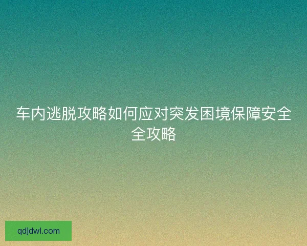 车内逃脱攻略如何应对突发困境保障安全全攻略