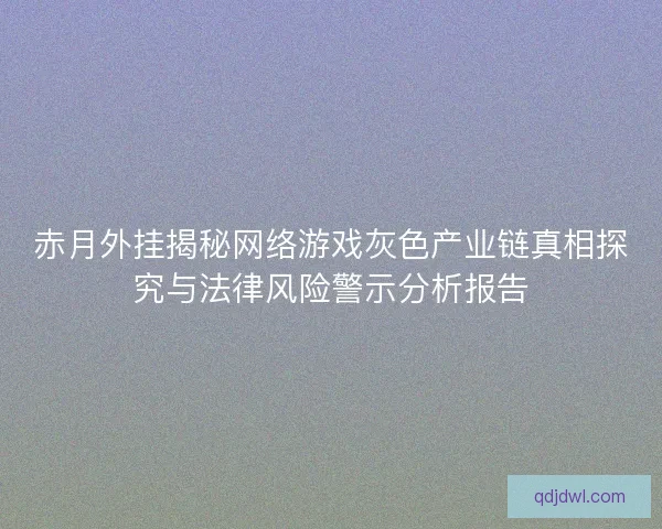 赤月外挂揭秘网络游戏灰色产业链真相探究与法律风险警示分析报告